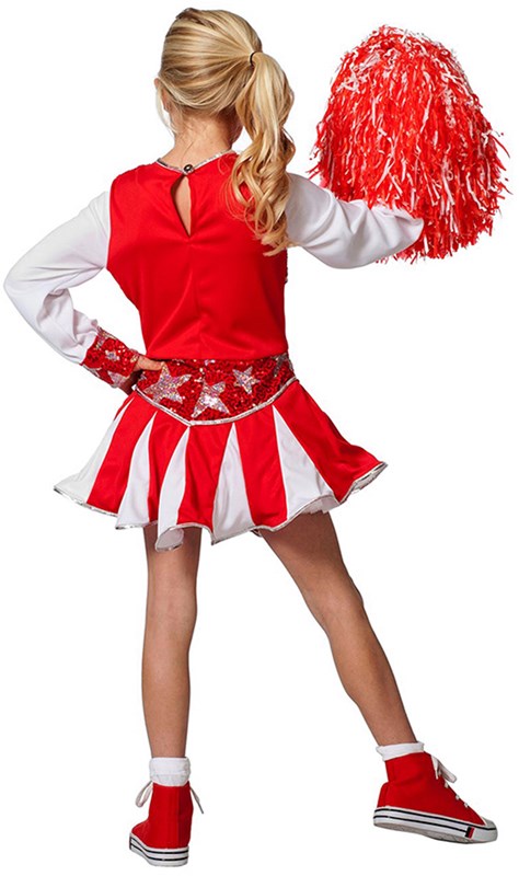 Cheerleader Outfit Luxe Rood-Wit voor meisjes-3