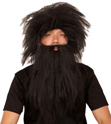 Pruik met Baard Holbewoner zwart