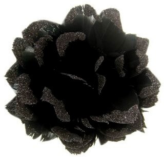 Bloem Zwart met Glitter aan IJzerdraad