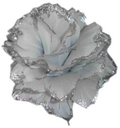 Bloem Zilver met Glitter aan IJzerdraad