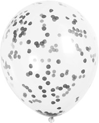 Ballonnen met Zwarte Confetti 6st. (30cm) 