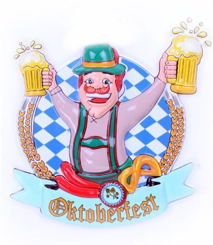 Wanddeco Oktoberfest - Man + Bierpullen (44x44cm)