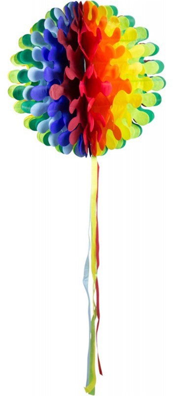 Decoratie Fluffy Bol Regenboog 30cm