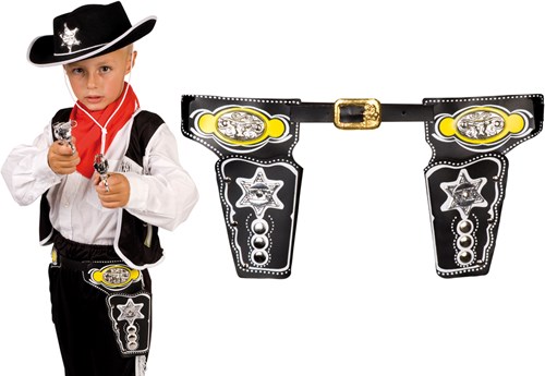 Holster Dubbel Zwart/Geel (kind) 