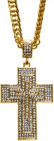 Pooierketting Luxe Kruis Goud + Strass