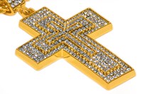 Pooierketting Luxe Kruis Goud + Strass-2