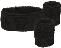 Set Zweetbandjes + Hoofdband Zwart