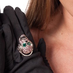 Ring Doodshoofd Met Koptelefoon Roze