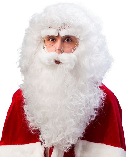 Baardstel Kerstman Luxe + wenkbrauwen Wit