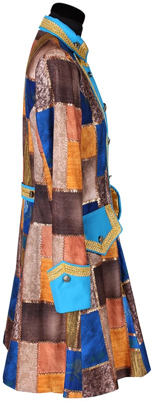 Carnavalsjas Patchwork Blauw voor dames (zijkant)
