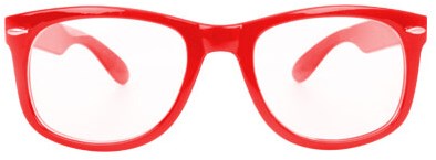 Blues Brother Bril Rood met blank glas (voorkant)