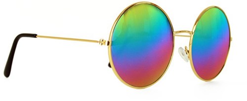 John Lennon Bril met Spiegel Olieglas Geel (zijkant)