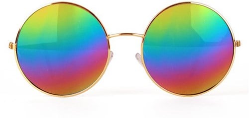 John Lennon Bril met Spiegel Olieglas Geel
