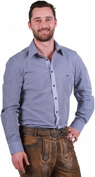 Tiroler Overhemd Markus Blauw-Wit