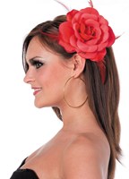 Bloemenbroche+Elastiek Rood