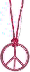 Peace Ketting Groot Pink + Strass 