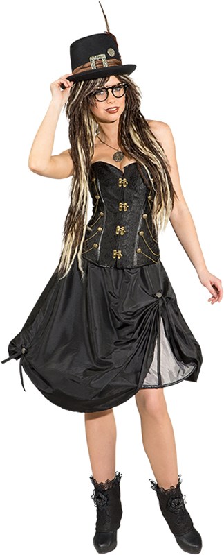 Korset Steampunk Zwart met gouden sluiting 