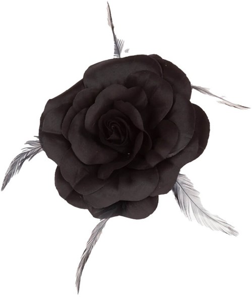 Bloemenbroche+Elastiek Zwart (product)