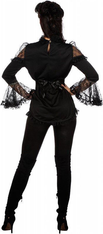Blouse Victoria Zwart Luxe voor dames (achterkant)