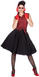 Dameskostuum Rockabilly Rizzo Rood/Zwart - Jaren 50
