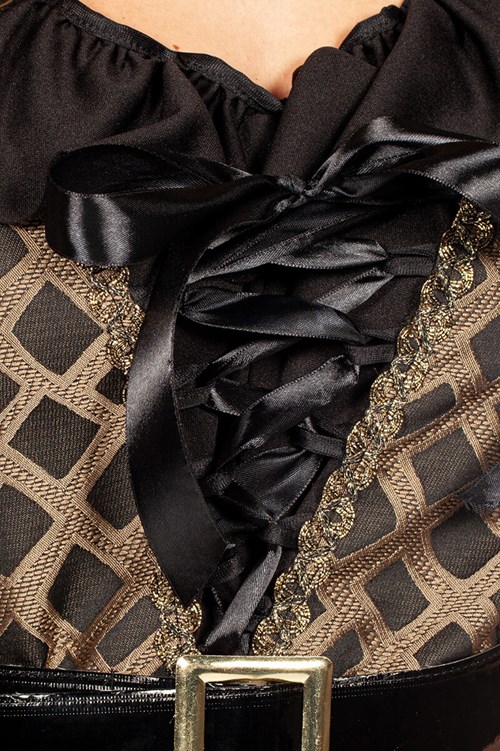 Piraten Jurk Dames Taupe Luxe (detail borst)