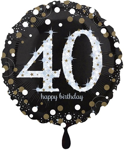 Folieballon 40 Jaar Luxe Zwart/Goud (45cm)