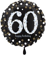 Folieballon 60 Jaar Luxe Zwart/Goud (45cm)