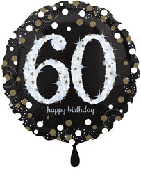 Folieballon 60 Jaar Luxe Zwart/Goud (45cm)