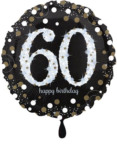 Folieballon 60 Jaar Luxe Zwart/Goud (45cm)
