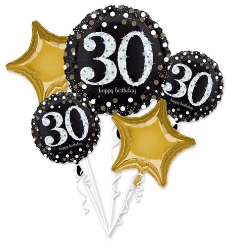 Set Folieballonnen 30 Sparkling Birthday Silver & Gold (5st)