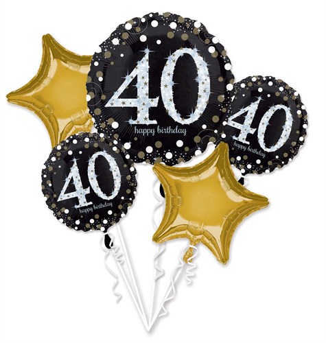 Set Folieballonnen 40 Sparkling Birthday Silver & Gold (5st)