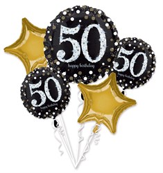 Set Folieballonnen 50 Sparkling Birthday Silver & Gold (5st)
