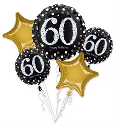 Set Folieballonnen 60 Sparkling Birthday Silver & Gold (5st)