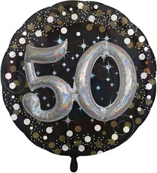 3D Folieballon 50 Jaar Luxe Zwart/Goud (81cm)