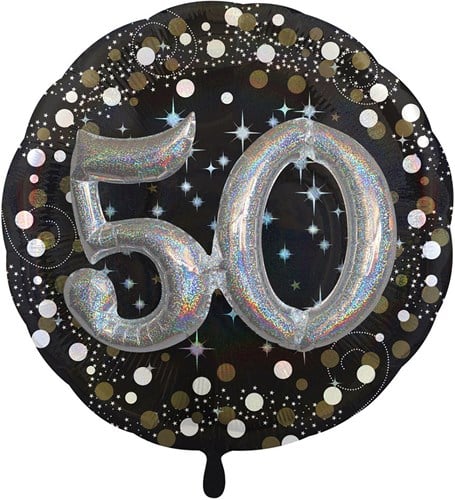 3D Folieballon 50 Jaar Luxe Zwart/Goud (81cm)
