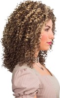 Pruik Krullen Mel B Bruin-Blond (zijkant)