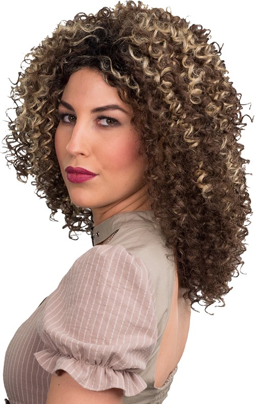 Pruik Krullen Mel B Bruin-Blond