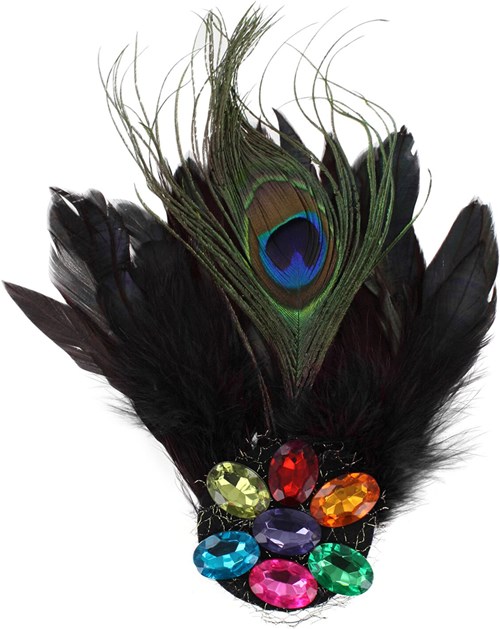 Broche Pauwenveer met Stenen Zwart