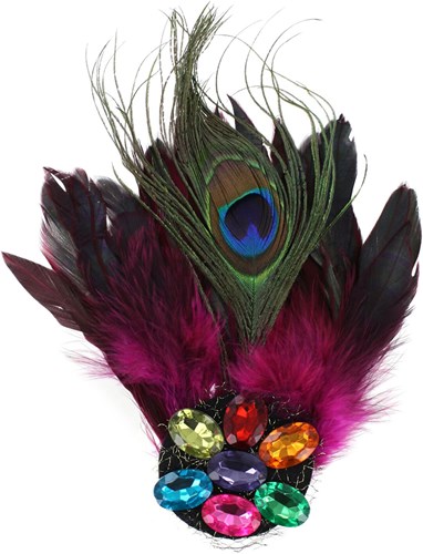 Broche Pauwenveer met Stenen Pink