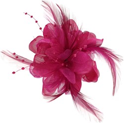 Bloemenbroche met Veertjes en Parels Pink (10cm)