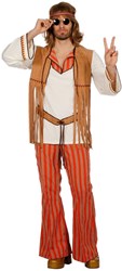 Herenkostuum Hippie Oranje-Bruin