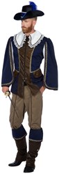 Musketier Kostuum Blauw-Bruin Luxe