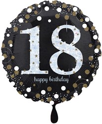 Folieballon 18 Jaar Luxe Zwart/Goud (45cm)