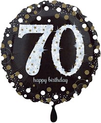 Folieballon 70 Jaar Luxe Zwart/Goud (45cm)