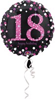 Folieballon 18 Jaar Luxe Zwart/Pink (45cm)