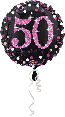 Folieballon 50 Jaar Luxe Zwart/Pink (45cm)