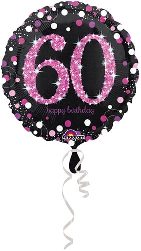 Folieballon 60 Jaar Luxe Zwart/Pink (45cm)
