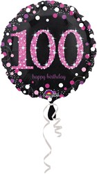 Folieballon 100 Jaar Luxe Zwart/Pink (45cm)