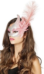 Venetiaans Masker Roze-Zilver