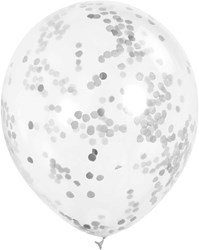 Ballonnen met Zilveren Confetti 6st. (30cm) 